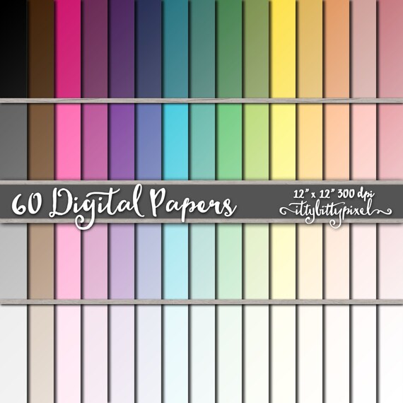 Ombre Solid Color Scrapbook Paper, Ombre Colored Scrapbooking Paper, Gradient Digital Paper, Basic Gradient Ombre Paper, Pastel Colors
