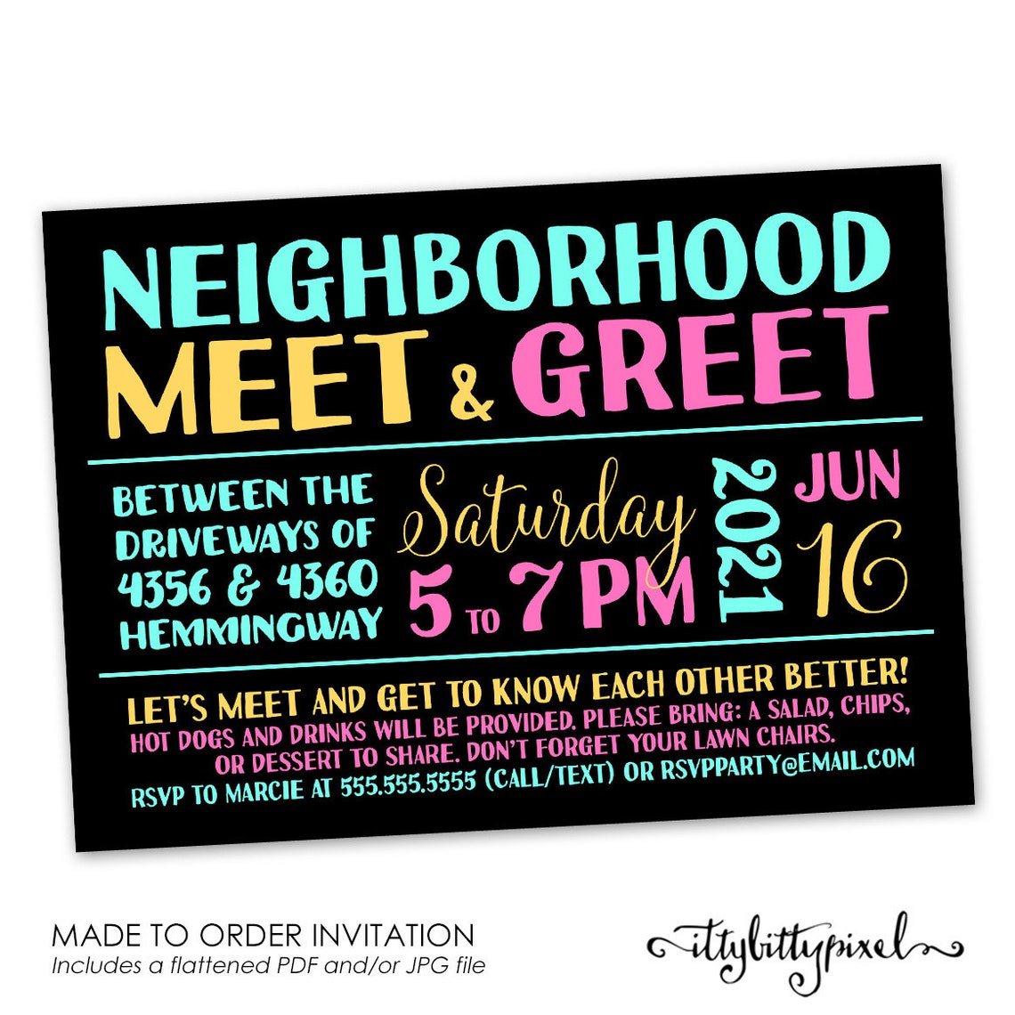 Neighborhood Meet & Greet Invitation Block Party Gathering Etsy