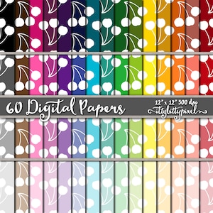 Cherry Scrapbook Paper, Fruit Scrapbooking Paper, Cherry Digital Paper Pack, Cherry Background, Fruit Paper, Cherry Paper, Commercial Use