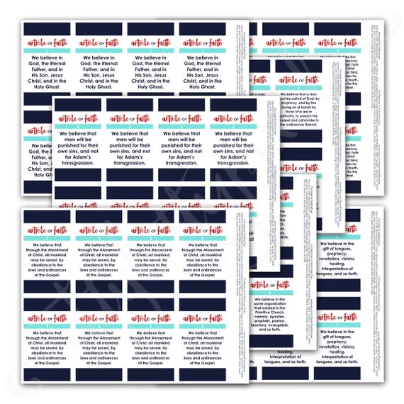 Articles Of Faith Memorization Chart