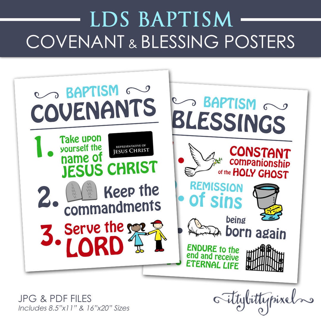 LDS Baptism Poster - Primary PRINTABLE Baptismal Covenant Promise ...