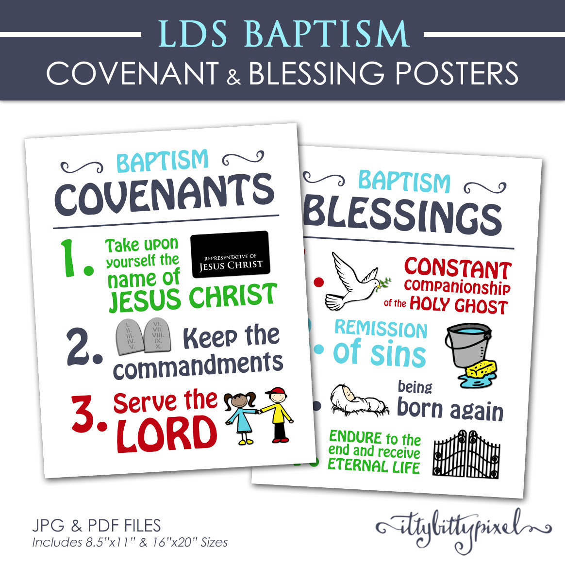 LDS Baptism Poster Primary PRINTABLE Baptismal Covenant Promise