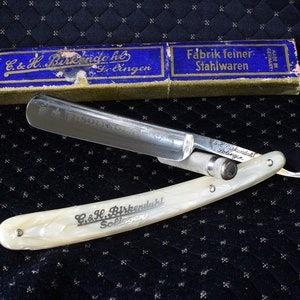 20% OFF Beautiful vintage straight razor, shave ready, original clean case C&H Birkendahl Solingen, gift ideas, gifts for him.