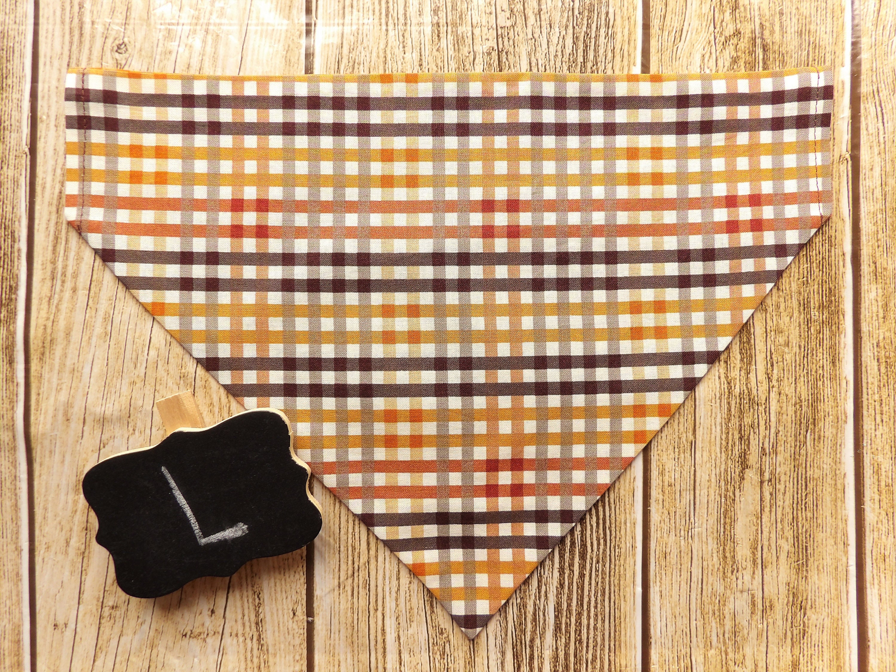 Fall Tan Gingham Plaid Dog Bandana. Plaid dog bandana. Tan dog Etsy