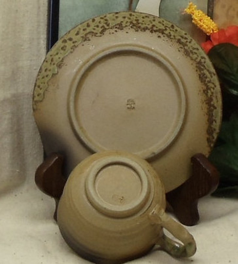 Vintage Brown Clay Cup and Saucer VB7097 Etsy