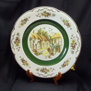 Vintage Ascot 10.5 Service Plate Charger by Wood and Sons,English Thatched Cottage Village Scene, VB7036 image 3