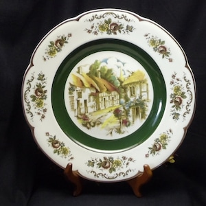 Vintage Ascot 10.5 Service Plate Charger by Wood and Sons,English Thatched Cottage Village Scene, VB7036 image 1