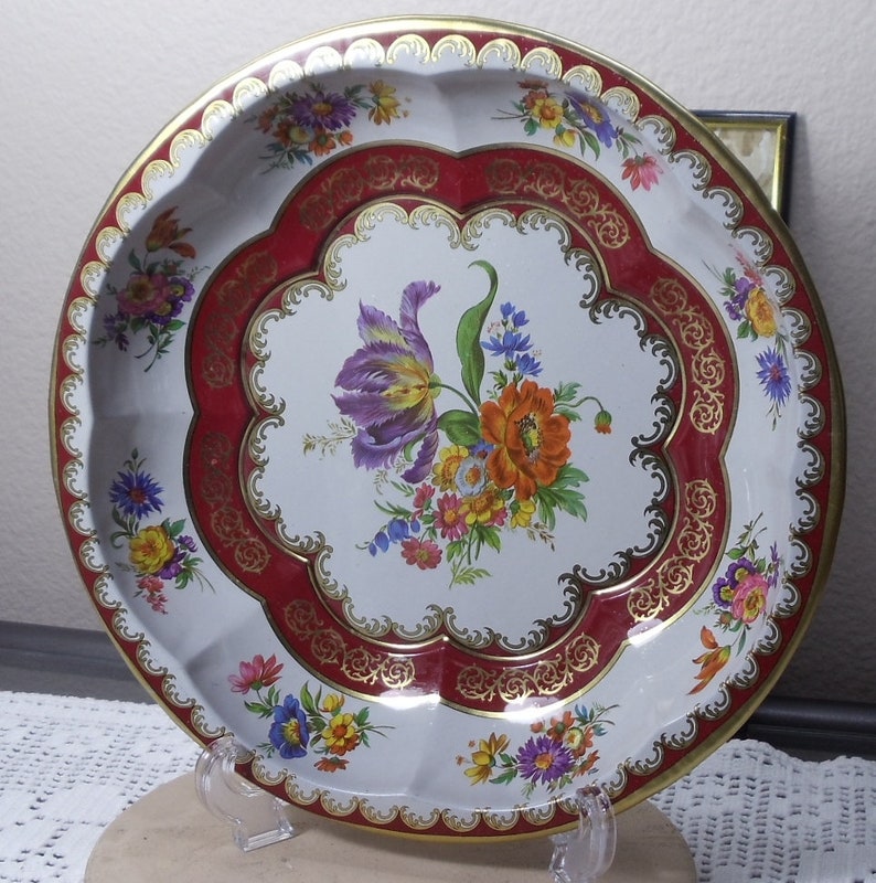 Vintage Round Metal Serving Tray Daher Decorated Ware | Etsy