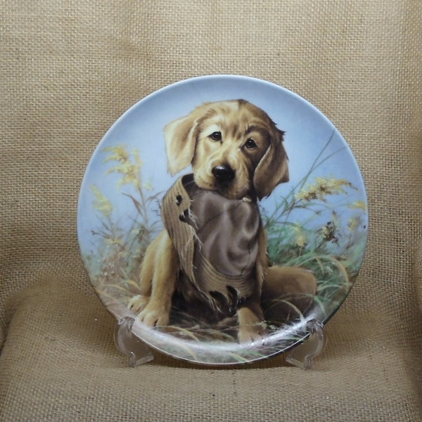 Vintage 1987 Field Puppies Collection by Lynn Kaatz,"Caught in the Act-The Golden Retriever",Bradex,,#VCP8021