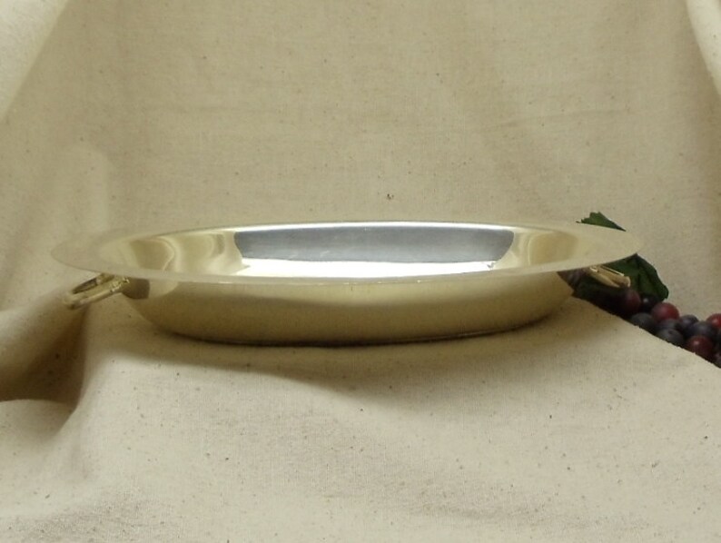 Braided Design Around Bottom Edge,antique silver bowl,#VH3027 Vintage Silver Plated Oval Serving Bowl with Handles