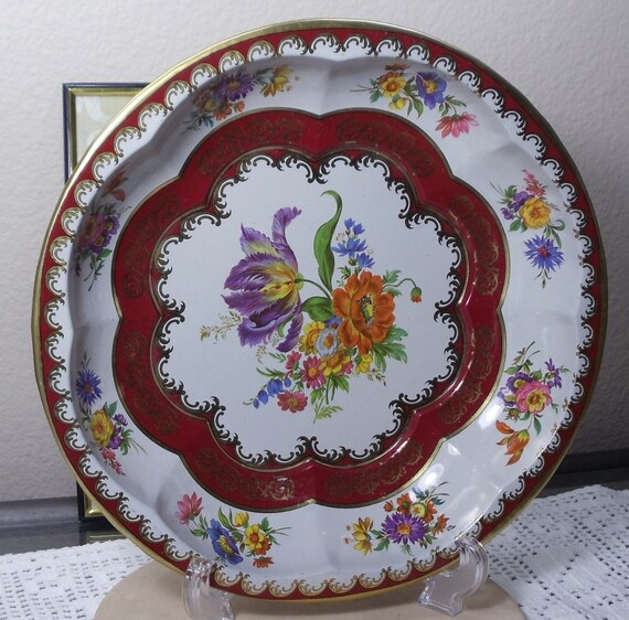 Vintage Round Metal Serving Tray Daher Decorated Ware Etsy