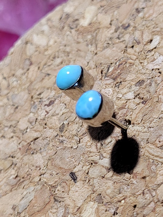 Sterling Silver Dominican Larimar Studs (Pair)