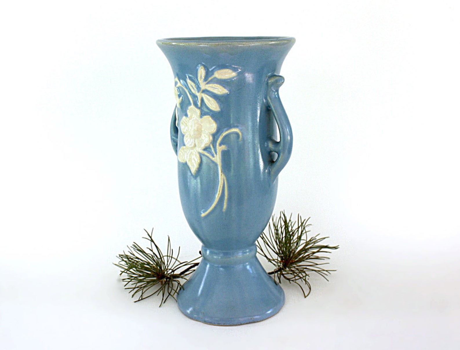 Weller Pottery Blue Cameo Collectible Weller Vase Blue Etsy