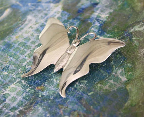 Butterfly Brooch, Vintage Sterling Pin, Butterfly… - image 4
