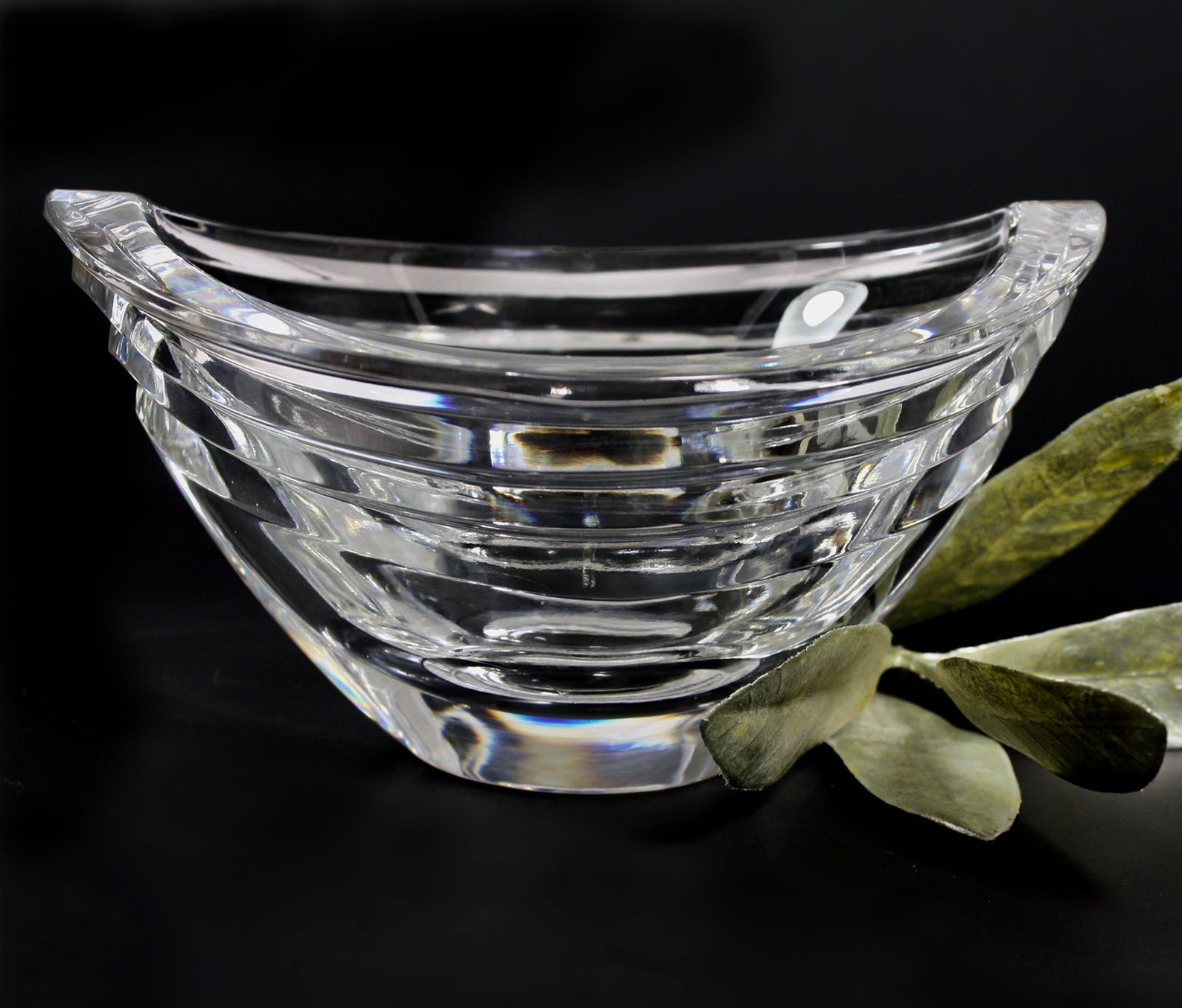 Lenox Ovations Tides Bowl Hand Cut Full Lead Crystal Oval Etsy