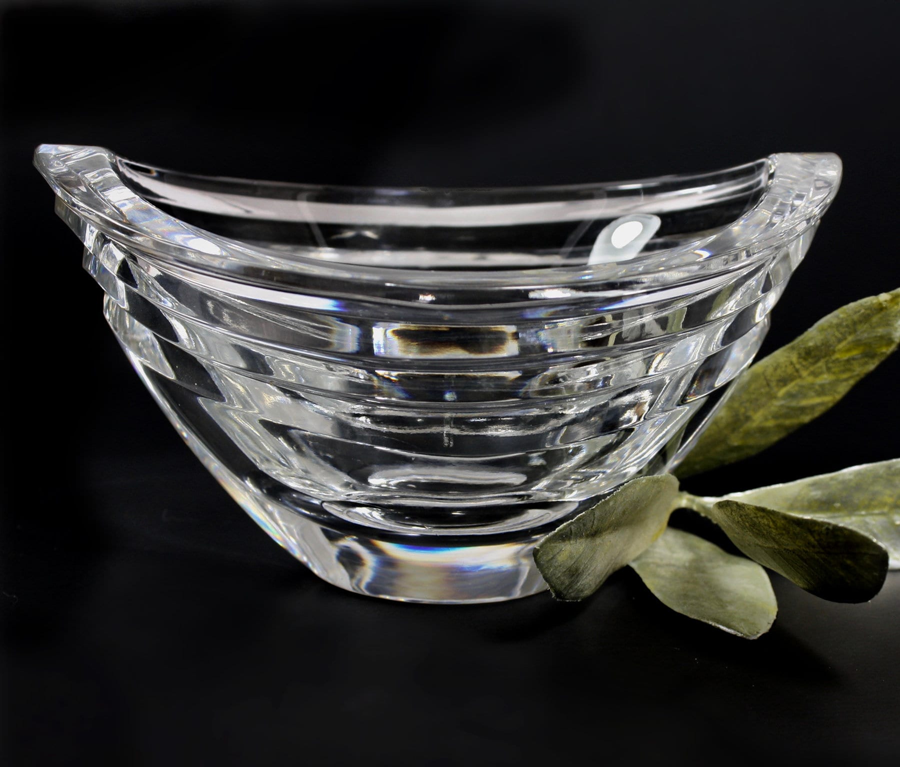 Lenox Ovations Tides Bowl, Hand Cut Full Lead Crystal, Oval Candy