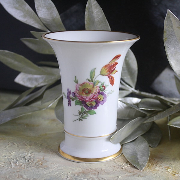 Vintage AK Kaiser Porcelain Trumpet Vase, Kaiser Germany Vase, AK Kaiser Vase with Gold 1440