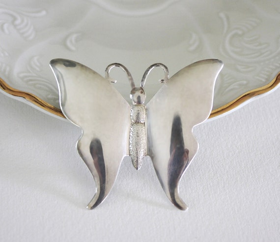 Butterfly Brooch, Vintage Sterling Pin, Butterfly… - image 2