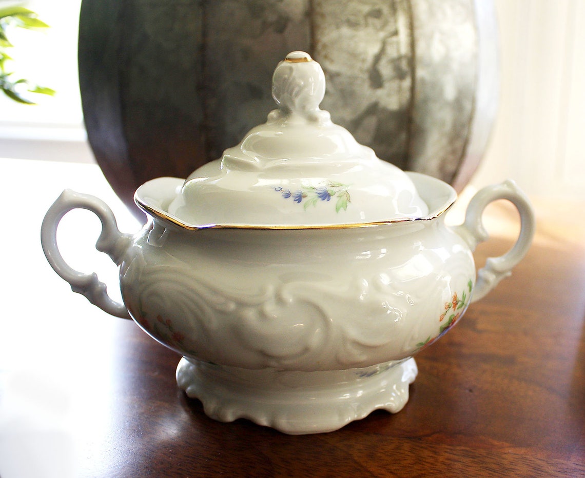 Vintage Wawel Fine China Sugar Bowl With Lid, Sugar Bowl, Porcelain