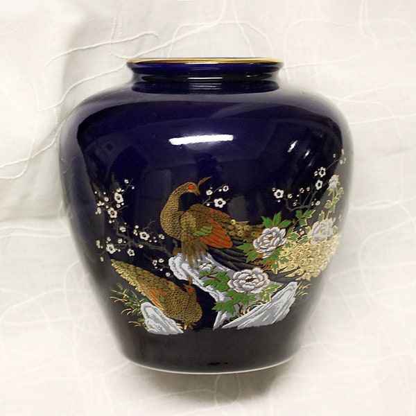 Cobalt Peacock Vase Etsy