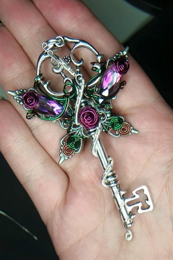 Items similar to Custom Order Fairy Key, Fairy Jewelry, Wire Wrapped ...