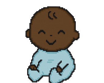 Baby Boy (Deep Skin Tone) Cross Stitch Pattern PDF (plus Pattern Keeper PDF) Instant Download
