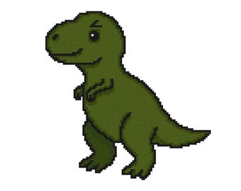 Tyrannosaurus Rex Cross Stitch Pattern PDF (+ Pattern Keeper PDF) Instant Download    ___ T-Rex T Rex dinosaur cute green dino children kids