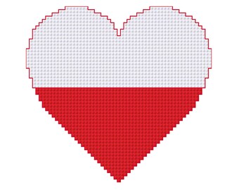 Polish Flag Heart Cross Stitch Pattern PDF for Instant Download