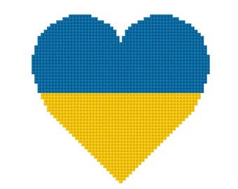 Ukrainian Flag Heart Cross Stitch Pattern PDF for Instant Download