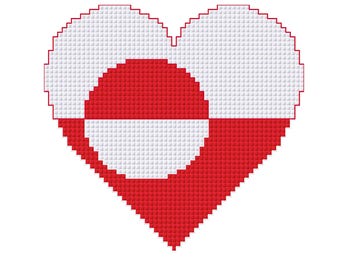 Greenland (it’s own country, just sayin’) Heart Flag Cross Stitch Pattern PDF for Instant Download