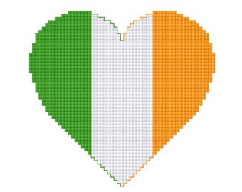 Irish Flag Heart Cross Stitch Pattern PDF for Instant Download