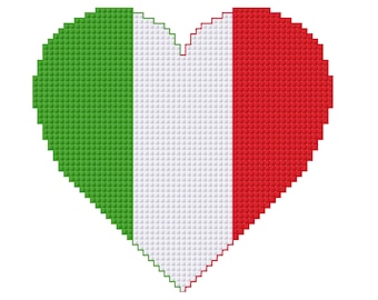 Italian Flag Heart Cross Stitch Pattern PDF for Instant Download