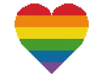Pride Flag Heart Cross Stitch Pattern PDF for Instant Download