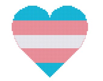 Transgender Flag Heart Cross Stitch Pattern PDF for Instant Download