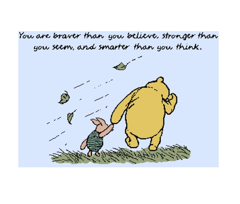 Classic Pooh Cross Stitch Kit Disney Cross Stitch Pattern Winnie The Pooh Chart Baby Patterns Baby Sampler Nursery Inspirational Quote Kits