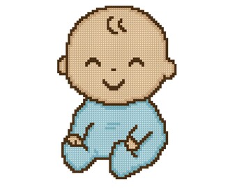 Baby Boy (Light Skin Tone) Cross Stitch Pattern PDF (plus Pattern Keeper PDF) Instant Download