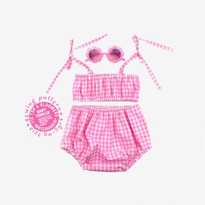 Patrón de costura de top corto y pantalones bombachos para niñas en PDF