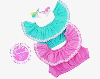 Ruffle Frilly Crop Top Sewing Pattern PDF, Babies & Toddler, Sizes 0mths to 2T