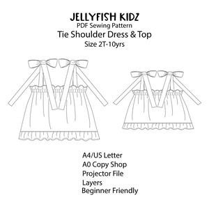 Girls Tiered Dress & Top PDF Sewing Pattern With Shoulder Straps, A ...