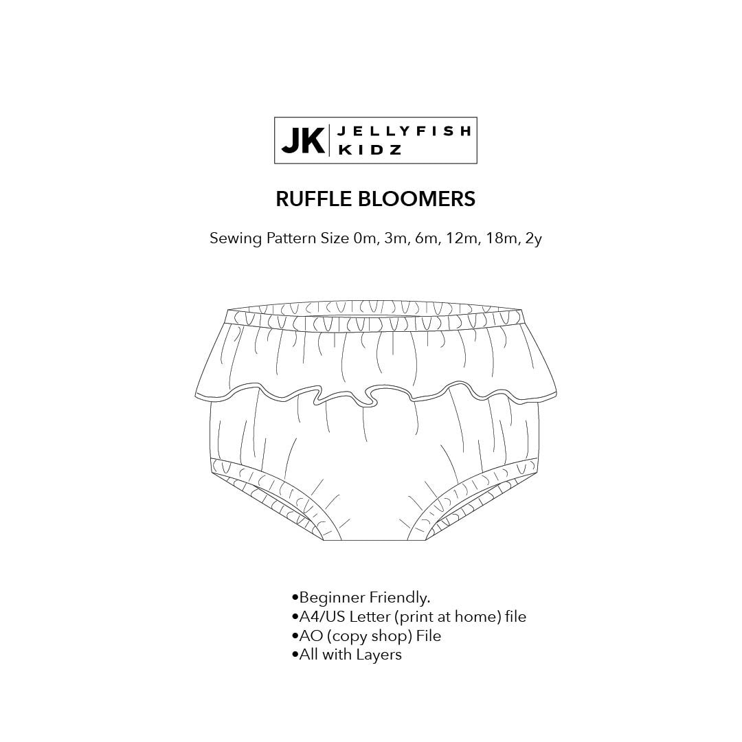 Ruffle Bloomers Sewing Pattern: Baby, Toddler, Girl (PDF Pattern) Size ...
