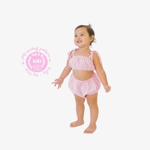 Modello PDF per cucire crop top e bloomers.