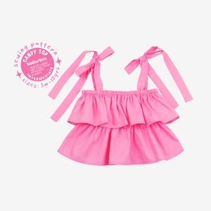Ruffle Frilly Top PDF Sewing Pattern Size 3m, 6m, 12m, 18m, 2T ,3T, 4T, 5, 6, 7, 8, 9, 10yrs