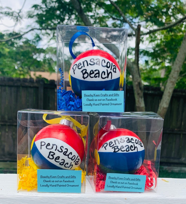 Hand Painted Pensacola Beach Ball Ornament Etsy