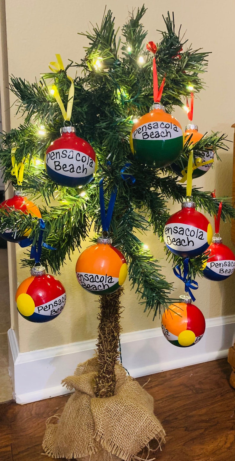 Hand Painted Pensacola Beach Ball Ornament Etsy