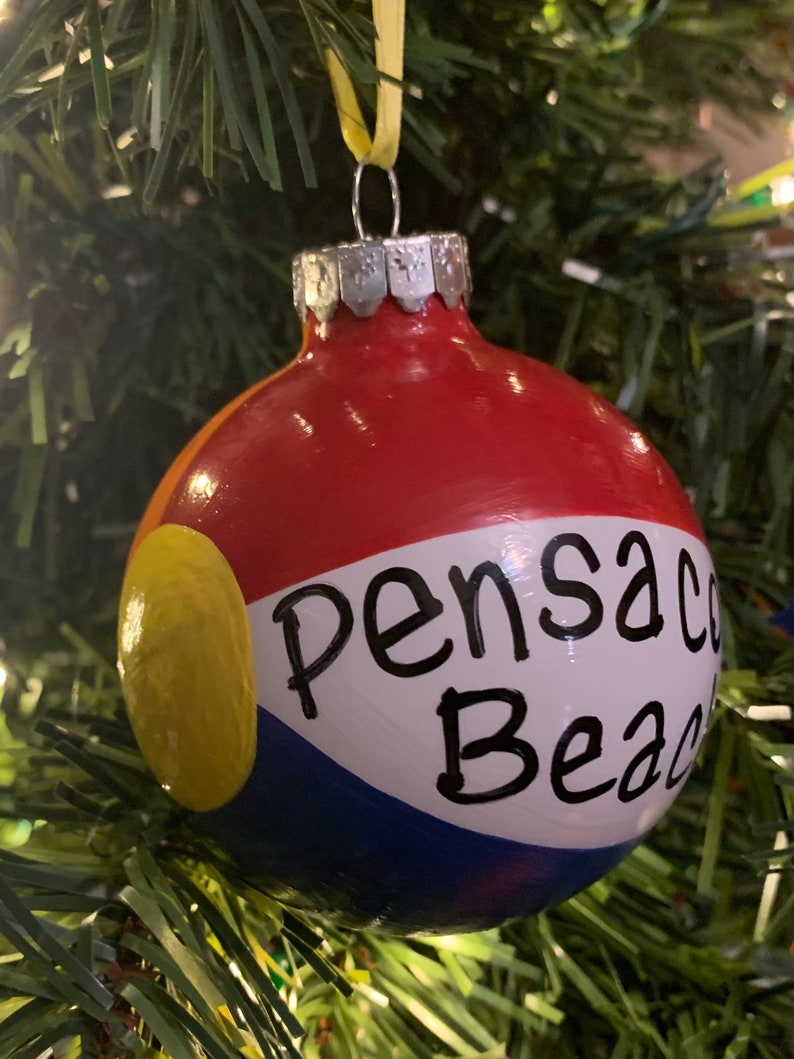 Hand Painted Pensacola Beach Ball Ornament Etsy