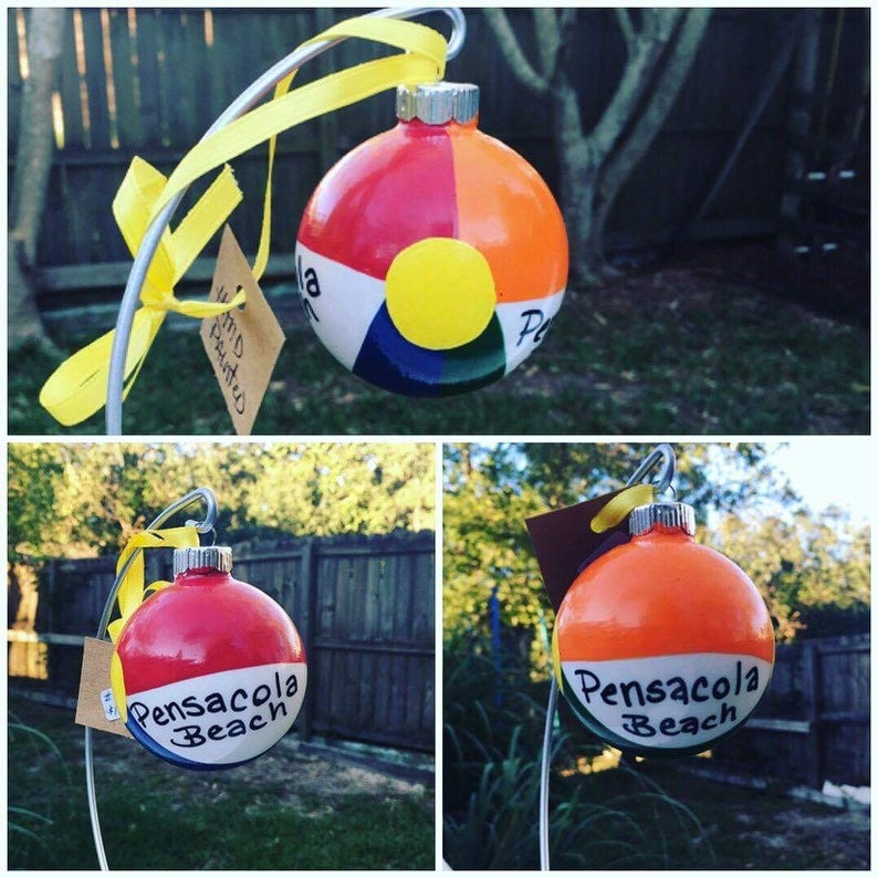 Hand Painted Pensacola Beach Ball Ornament Etsy