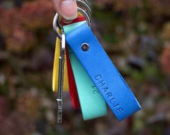 Personalised Leather Keyring in Beautiful Bright Colours