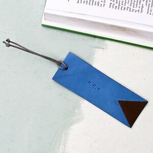 Luxury Leather Personalised Bookmark Blue