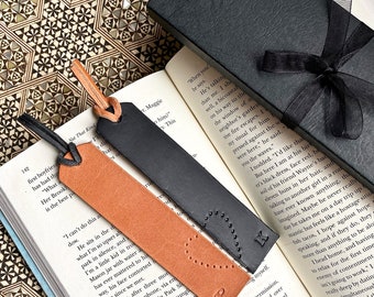 Couples Set Of Leather Bookmarks With Heart Detail