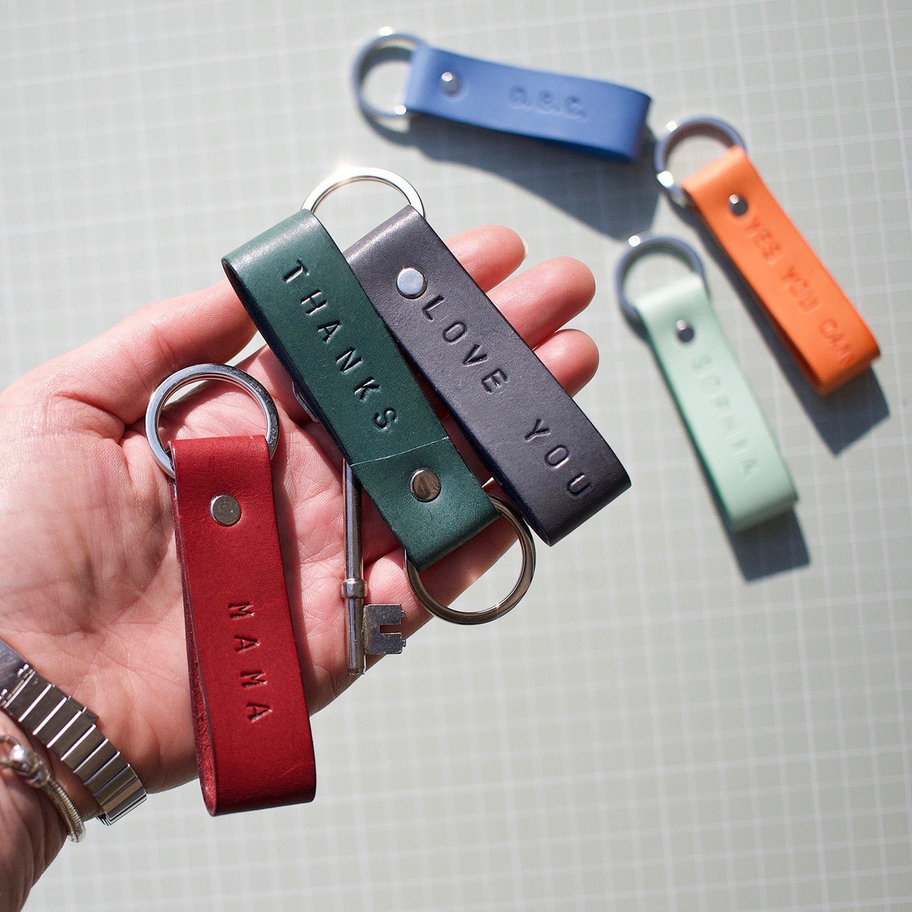 Personalised Italian Leather Keychain